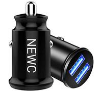 NEW'C Lot de 2, Mini Chargeur Voiture Allume Cigare USB 2 Ports pour iPhone 8/X/7/6s/6/Plus/X/XS/XR/11/12/Pro, Samsung Galaxy S10/S9/S8/S7/S6/Edge/NOTE/Plus, Huawei, Xiaomi, Smartphone,Tablette