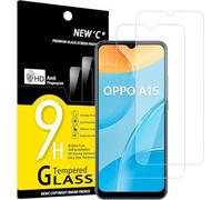 NEW'C Lot de 2, Verre Trempé pour Oppo A15, Oppo A15s, Film Protection écran efficace contre les Rayures - sans Bulles - Ultra Résistant (0,33mm HD Ultra Transparent) Dureté 9H Glass