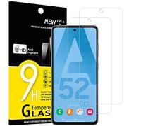 NEW'C Lot de 2, Verre Trempé pour Samsung Galaxy A52, A52 5G, A52S 5G, Film Protection écran -sans Bulles d'air -Ultra Résistant (0,33mm HD Ultra Transparent) Dureté 9H Glass