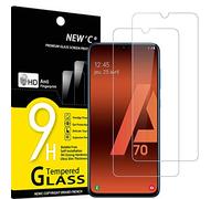 NEW'C Lot de 2, Verre Trempé pour Samsung Galaxy A70, Film Protection écran efficace contre les Rayures - sans Bulles - Ultra Résistant (0,33mm HD Ultra Transparent) Dureté 9H Glass