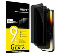 NEW'C Lot de 3, Verre Trempé Anti-Espion pour iPhone 14 Pro Max (6,7 Pouces), Angle de Confidentialité 28 Degrés Amélioré, Dureté Ultra-Résistante 9H, Sans Bulles