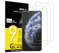 NEW'C Lot de 3, Verre Trempé pour iPhone 11 Pro Max et iPhone XS Max (6,5"), Film Protection écran sans Bulles d'air Ultra Résistant (0,33mm HD Ultra Transparent) Dureté 9H Glass