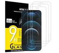 NEW'C Lot de 3, Verre Trempé pour iPhone 12 Pro Max (6,7"), Film Protection écran -sans Bulles d'air -Ultra Résistant (0,33mm HD Ultra Transparent) Dureté 9H Glass