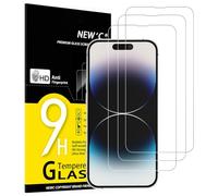 NEW'C Lot de 3, Verre Trempé pour iPhone 14 Pro (6,1), Film Protection écran -sans Bulles d'air -Ultra Résistant (0,33mm HD Ultra Transparent) Dureté 9H Glass