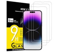 NEW'C Lot de 3, Verre Trempé pour iPhone 14 Pro Max (6,7"), Film Protection écran -sans Bulles d'air -Ultra Résistant (0,33mm HD Ultra Transparent) Dureté 9H Glass