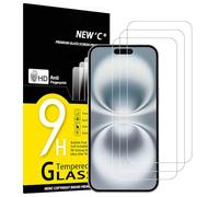 NEW'C Lot de 3, Verre Trempé pour iPhone 16 Plus (6,7 Pouces), Film Protection écran -sans Bulles d'air -Ultra Résistant (0,33mm HD Ultra Transparent) Dureté 9H Glass