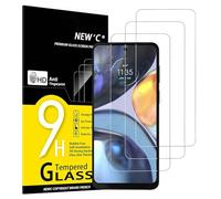 NEW'C Lot de 3, Verre Trempé pour Motorola Moto G22, Film Protection écran - sans Bulles d'air -Ultra Résistant (0,33mm HD Ultra Transparent) Dureté 9H Glass