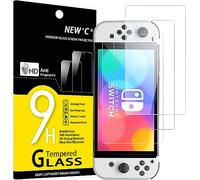 NEW'C Lot de 3, Verre Trempé pour Nintendo Switch (modèle OLED), Film Protection écran Efficace Contre Les Rayures - sans Bulles - Ultra Résistant (0,33mm HD Ultra Transparent) Dureté 9H Glass