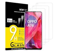 NEW'C Lot de 3, Verre Trempé pour Oppo A54 5G, Oppo A74 5G, Film Protection écran efficace contre les Rayures - sans Bulles - Ultra Résistant (0,33mm HD Ultra Transparent) Dureté 9H Glass