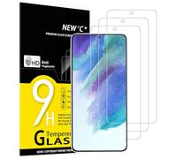 NEW'C Lot de 3, Verre Trempé pour Samsung Galaxy S21 FE 5G, Film Protection écran -sans Bulles d'air -Ultra Résistant (0,33mm HD Ultra Transparent) Dureté 9H Glass