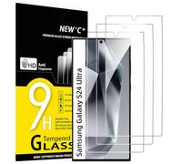 NEW'C Lot de 3, Verre Trempé pour Samsung Galaxy S24 Ultra Protection efficace contre les Rayures - sans Bulles - Ultra Résistant - 0,33mm HD Ultra Transparent - Dureté 9H Glass
