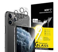 NEW'C Lot de 4, 2 x Verre Trempé pour iPhone 11 Pro et 2 x Protection Ecran Caméra Arrière -sans Bulles d'air -Ultra Résistant - Dureté 9H Glass