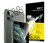 NEW'C Lot de 4, 2 x Verre Trempé pour iPhone 11 Pro Max et 2 x Protection Caméra Arrière - sans Bulles d'air -Ultra Résistant - Dureté 9H Glass