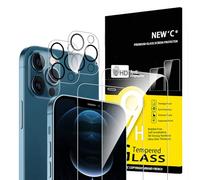 NEW'C Lot de 4, 2 x Verre Trempé pour iPhone 12 Pro et 2 x Protection Caméra Arrière -sans Bulles d'air -Ultra Résistant - Dureté 9H Glass