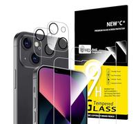 NEW'C Lot de 4, 2 x Verre Trempé pour iPhone 13 Mini et 2 x Protection Ecran Caméra Arrière -sans Bulles d'air -Ultra Résistant - Dureté 9H Glass