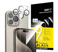 NEW'C Lot de 4, 2 x Verre Trempé pour iPhone 15 Pro Max (6.7") et 2 x Protection Caméra Arrière - Anti Rayures - sans Bulles d'air -Ultra Résistant - Dureté 9H Glass