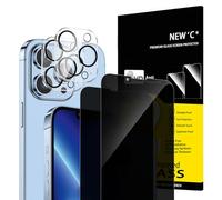 NEW'C Verre Trempé Anti-Espion pour iPhone 13 Pro + Protection Caméra | Lot de 4, 2x vitres trempées + 2x protections caméra, Noir, 6,1 pouces, Protection Écran