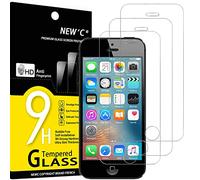 NEW'C Verre Trempé pour iPhone 5S/5C/5, Vitre Protection Écran | Lot de 3, HD Transparent, Dureté 9H, Anti-rayures, Sans bulles, Oléophobe, Tactile précis