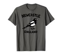 Newcastle England Magpie Zine Encre imprimée Lettrage Noir T-Shirt