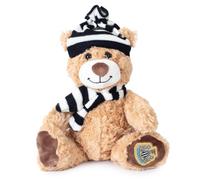 Newcastle United FC Ours en peluche avec chapeau et écharpe 27 cm Rayures noires et blanches Produit sous licence officielle