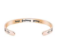 NewChiChi Bracelets de Manchette Inspirants, Acier Inoxydable Réglable Réglable en Acier Haute Bande Gravée Keep Fucking Going. Pour Femmes Hhommes Filles Ggarçons