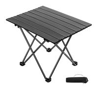 NEWCIX Table D'appoint De Camping Pliante Noire avec Sac De Transport, Petite Table De Plage Ultralégère en Acier Carbone, for Cuisine en Plein Air, Pique-Nique, Camping, Bateau, Voyage
