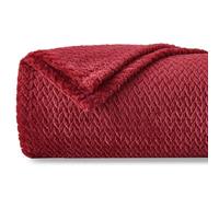 NEWCOSPLAY Couverture de Luxe Super Douce en Flanelle de qualité supérieure - Jeté Chaud et léger de 127 x 152,4 cm, Motif Feuilles, Peut être utilisée en Toutes Saisons, 888-rouge