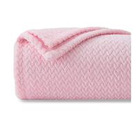 NEWCOSPLAY Couverture de Luxe Super Douce en Flanelle de qualité supérieure - Jeté Chaud et léger de 101,6 x 127 cm, Motif Feuilles, Peut être utilisée en Toutes Saisons, 888-rose