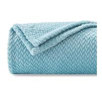 NEWCOSPLAY Couverture de Luxe Super Douce en Flanelle de qualité supérieure - Jeté Chaud et léger de 127 x 152,4 cm, Motif Feuilles, Peut être utilisée en Toutes Saisons, 888-bleu Clair