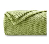 NEWCOSPLAY Couverture de Luxe Super Douce en Flanelle de qualité supérieure - Jeté Chaud et léger de 127 x 152,4 cm, Motif Feuilles, Peut être utilisée en Toutes Saisons, Blanc