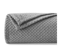 NEWCOSPLAY Couverture de Luxe Super Douce en Flanelle Soyeuse avec Motif Feuilles Throw(50"x60") 888-grey