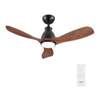 Newday 106cm Ventilateur de Plafond 3 Pale Couleur Bois avec Luminaire | Télécommande, Silencieux, Dimmer sans Pas, Fonction Mémoire, Moteur DC Réversible pour chambre salon