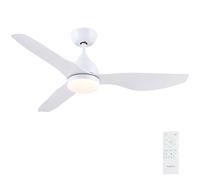 Newday 116cm Ventilateur de Plafond Blanc avec Lumiere et Télécommande Silencieux, Dimmable Ampoule, 3 Pales Réversible, Mode de Sommeil, Fonction Mémoire pour Chambre Salon Terrasse Balcon