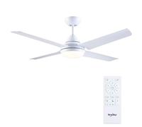 Newday 122CM Ventilateur de Plafond Blanc avec Lumiere et Télécommande, Lustre Ventilateur Modernes avec 4 Pale Réversible, Moteur Silencieux, Dimmer sans pas, Mode 7 Vitesse, Temporisateur pour salon