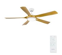 Newday 142cm Grand Ventilateur de Plafond Couleur du Bois avec Lumiere Dimmable, Télécommande Silencieux, 3 Minuterie, Fonction mémoire, Moteur DC Réversible pour Chambre Salon Terrasse