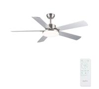 Newday Ventilateur de Plafond avec Lumières et Télécommande Argent, 107cm Plafonnier Ventilateur de Plafond Silencieux Chambre, Plafonnier Ventilateur avec Pales Réversible, 6 Vitesses, 3 Minuterie
