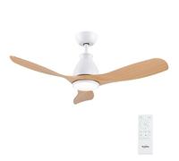 Newday Ventilateur Plafond En Bois avec 3 Pales, 106cm Plafonnier Ventilateur Plafond avec Lumiere et Télécommande Silencieux, Moteur DC Réversible, LED Dimmable, Mode de Sommeil, Minuterie pour Salon