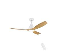Newday Ventilateur Plafond En Bois avec 3 Pales, 132cm Plafonnier Ventilateur Plafond avec Lumiere et Télécommande Silencieux, Moteur DC Réversible, LED Dimmable, Mode de Sommeil, Minuterie pour Salon