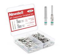 Newdeli Lot de 50 paires de connecteurs à broches Deutsch - Taille 16 - Contacts solides - Connecteurs série DT - Contacts communs pour automobiles - Connecteurs à broches et douilles plaqués Ni -