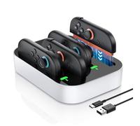 NEWDERY Station de charge 4 en 1 pour Nintendo Switch 2 Joy Con, station de charge rapide Joy Con 2,5 h avec indicateur LED, support de rangement organisé pour accessoires Switch 2