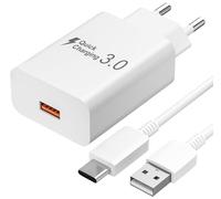 Newding Chargeur Rapide Compatible avec Oppo/Google/Motorola/Realme/HTC/Sony, Fast Charging Adaptateur Secture USB avec Câble Type C 1,5M