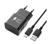 Newding Chargeur Rapide pour Samsung Galaxy S10 S10+ S10e S9 S9+ S8 S8+ A20e A20 A21s A22 A32 A40 A41 A42 A50 A51 Tab A9 A9+ EP-TA200 USB Adaptive Fast Charging avec Câble Type C(Noir)