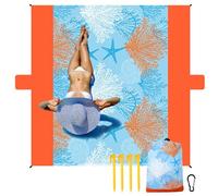 NewDoar 200 x 210 cm Couverture de Plage Tapis de Plage Extra Large Résistant au Sable avec 2 Poches Imperméable pour Le Camping, la Randonnée,la Plage,Les Voyages,avec 4 Piquets et 4 Poches d'angle