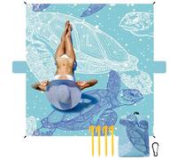 NewDoar 200 x 210 cm Couverture de Plage Tapis de Plage Extra Large Résistant au Sable avec 2 Poches Imperméable pour Le Camping, la Randonnée,la Plage,Les Voyages,avec 4 Piquets et 4 Poches d'angle
