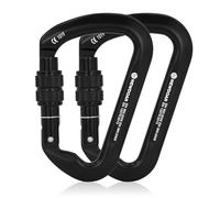 NewDoar 30KN Mousqueton d'escalade Certifié CE Professionnel Robuste, à vis en D, pour l'escalade, Le Rappel, Le Sauvetage et l'alpinisme-Noir/2 pièces