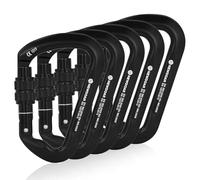 NewDoar 30KN Mousqueton d'escalade Certifié CE Professionnel Robuste, à vis en D, pour l'escalade, Le Rappel, Le Sauvetage et l'alpinisme-Noir/5 pièces