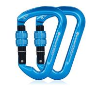 NewDoar 30KN Mousqueton d'escalade Certifié CE Professionnel Robuste, à vis en D, pour l'escalade, Le Rappel, Le Sauvetage et l'alpinisme-Bleu/2 pièces