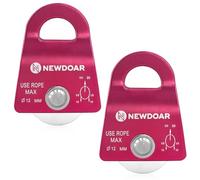 NewDoar CE certifié 20KN/4500lb Micro Mobile poulie Simple Max Corde 1/2 '' pour l'escalade, Le Levage de Sauvetage, l'attelage(Rouge 2 pièces)