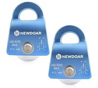 NewDoar CE certifié 20KN/4500lb Micro Mobile poulie Simple Max Corde 1/2 '' pour l'escalade, Le Levage de Sauvetage, l'attelage(Bleu 2 pièces)