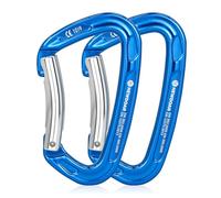 NewDoar Dégaines en Aluminium à Doigt Coudé (lot de 2) Mousqueton d'escalade léger 24KN Avec Verrouillage Keylock pour l'équipement d'escalade Alpine Professionnelle Sportive et traditionnelle(Bleu-2)